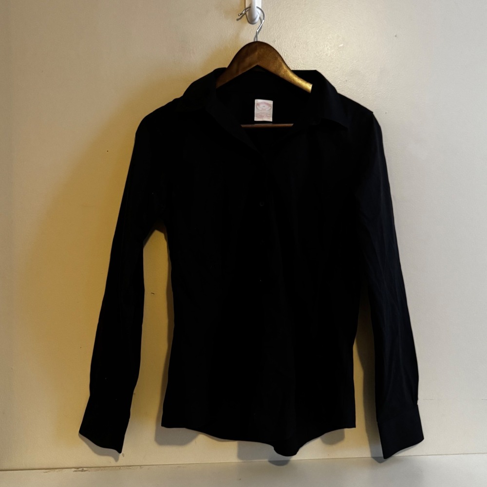 Brooks Brothers Sz 10 Black Long Sleeve Cotton Classic Fall Basics Whimsigoth